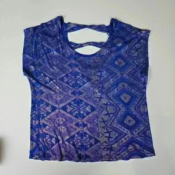 Daytrip Blue Print Top Medium Aztec Print - Picture 1 of 7